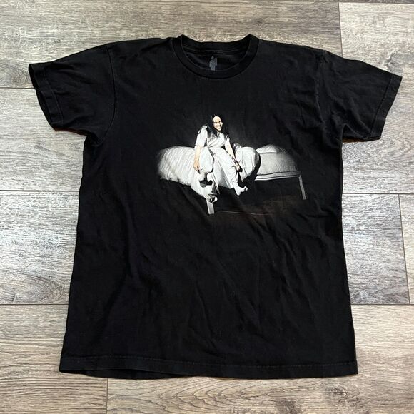 Billie Eilish Essential Tour Black T-Shirt Goth Emo Band Concert - Men's Large - Picture 1 of 7